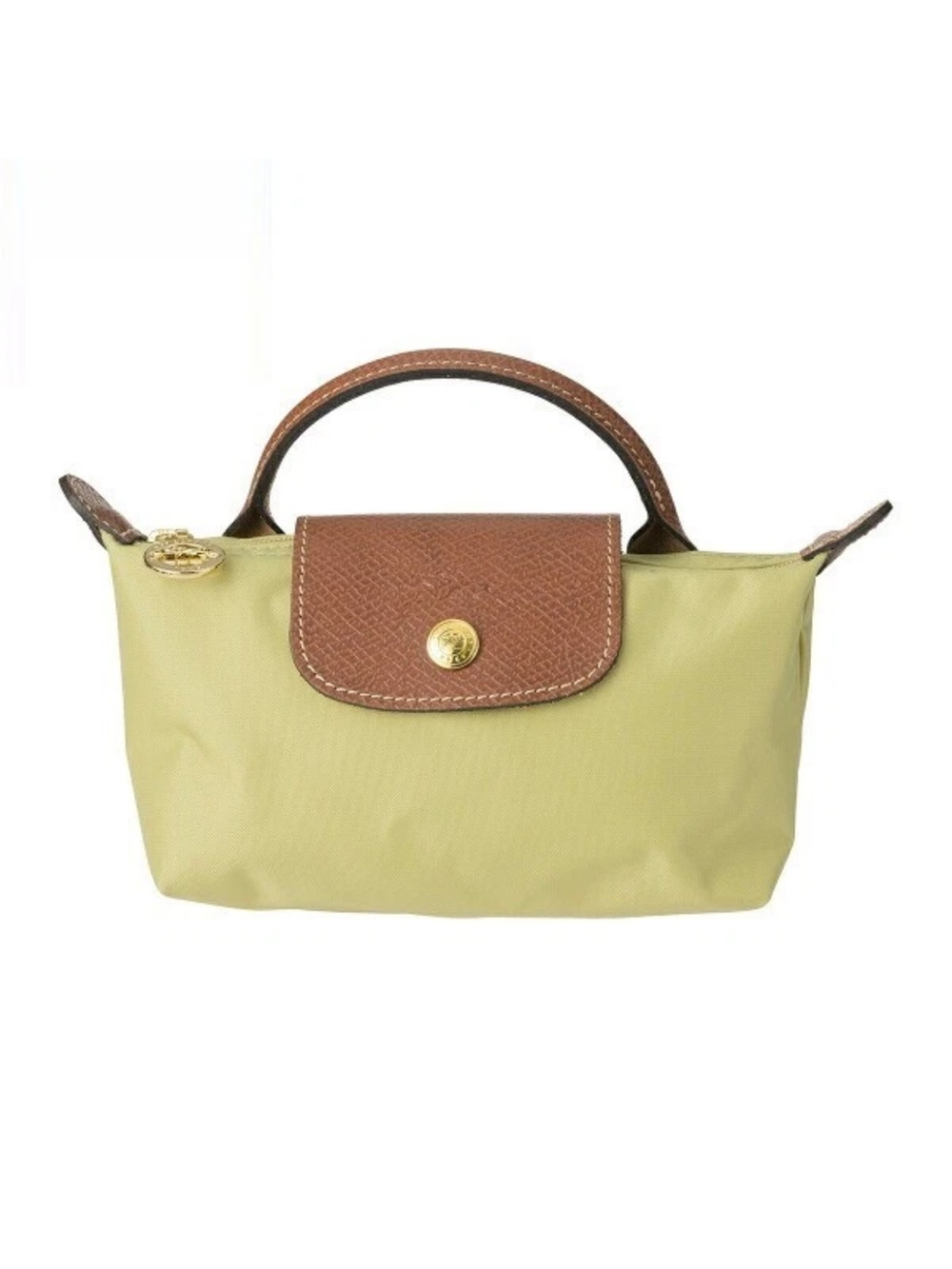 Longchamp Small Le Pliage Top-Handle Tote in Light Olive neon green/yellow
